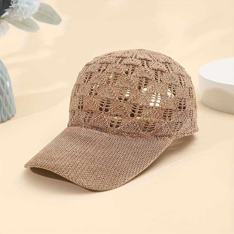 1pc Breathable Mesh Baseball Cap for Women Adjustable Lightweight Stylish Sun Hat with Hollow-