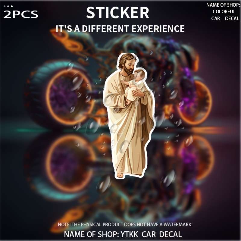 2pcs Jesus Christian Themed Stickers