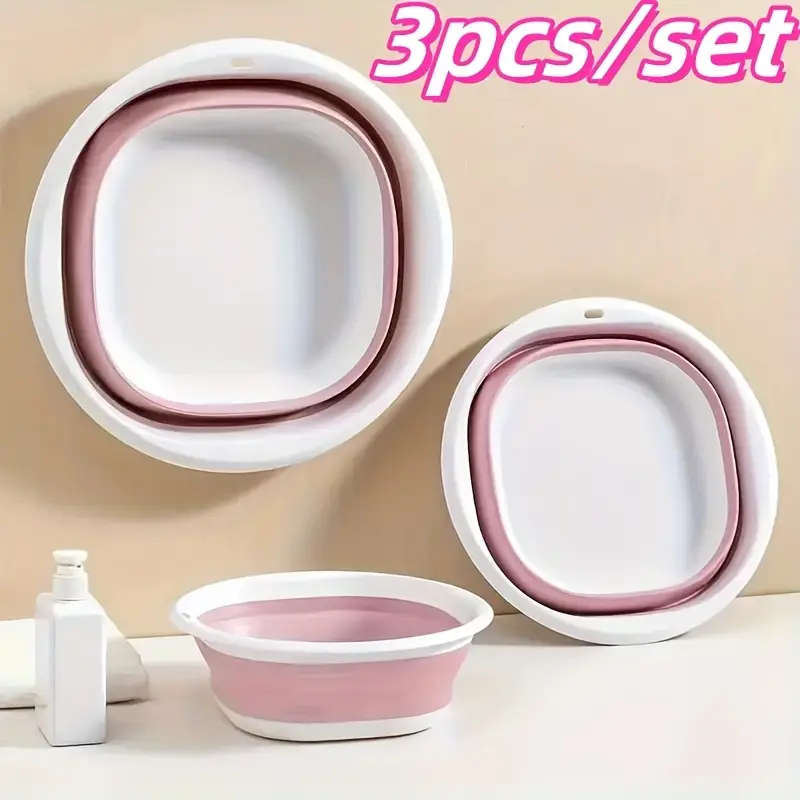 3pcs Foldable Multi-Functional Basin Space-Saving Versatile for Face Washing Vegetable Rinsing Under