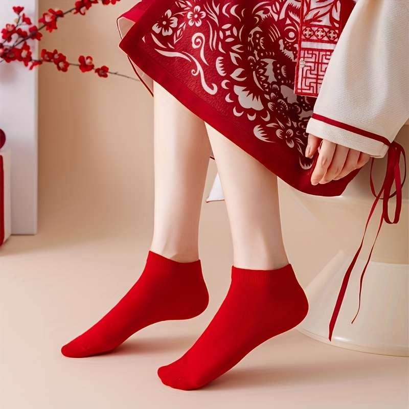 5 Pairs Red One Size High Elastic Socks