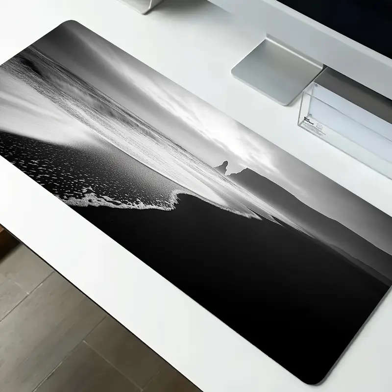 1pc 40x90cm Coastal Landscape Mouse Pad Non-Slip Waterproof Washable Desk Mat with Rubber Base