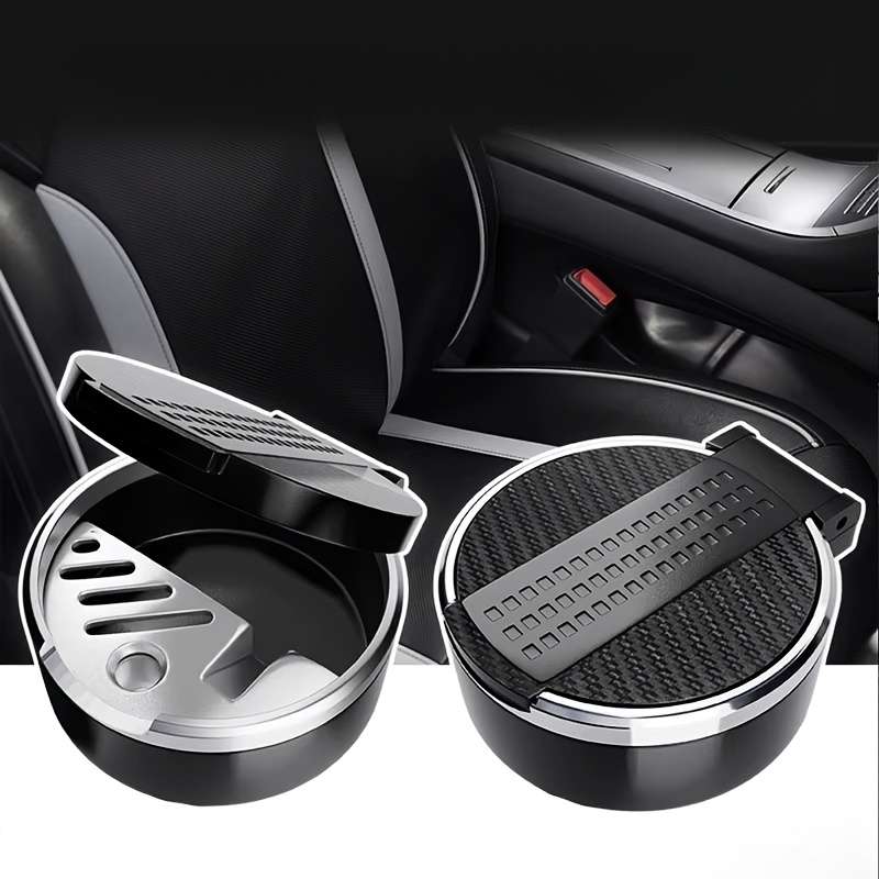 1pc Fit Car Ashtray with Lid Sleek Odor-Resistant ABS Cigarette Holder Cup Holder Compact Des