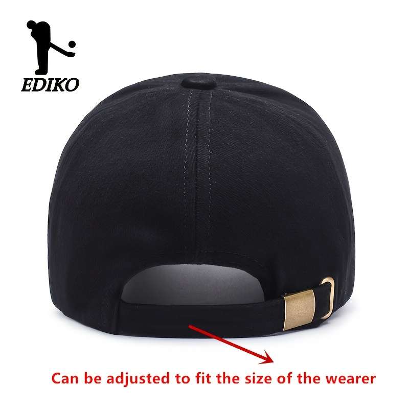 1pc EDIKO Adjustable Trucker Cap Black Cotton One Size Fits Most Adjustable Snap Closure Idea