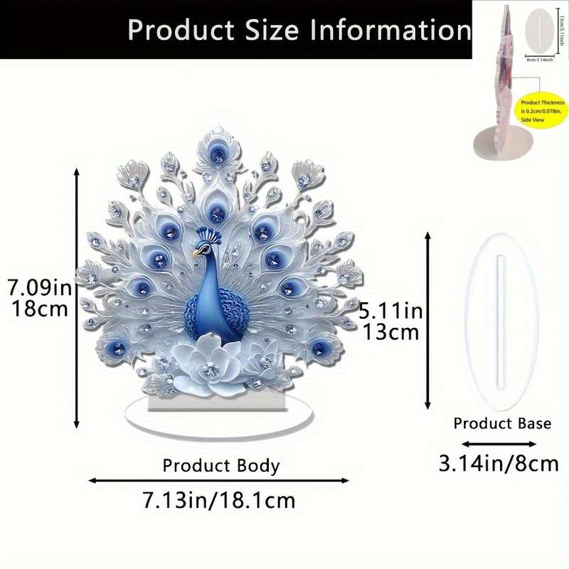 1pc 2D Flat    Acrylic Crystal PeaRooster Acrylic Desktop Decoration  PrintSmall O