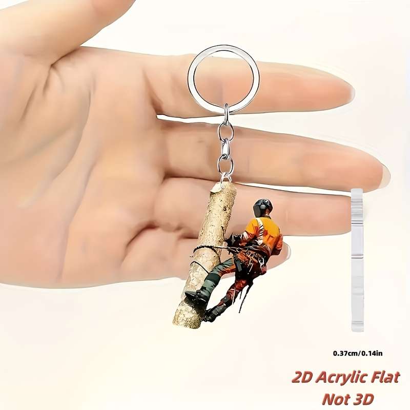 1pc 2D Flat  Acrylic Lumberjack Keychain Waterproof Durable Ideal Gift for Family and Friends U