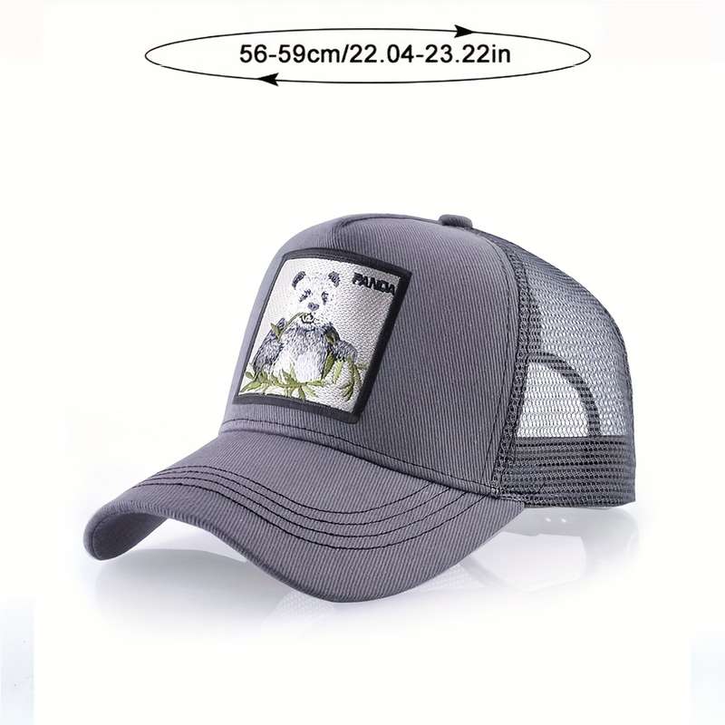 1pc Unisex Adjustable Baseball Cap with Panda Bamboo Embroidery Breathable Mesh Back Olive G