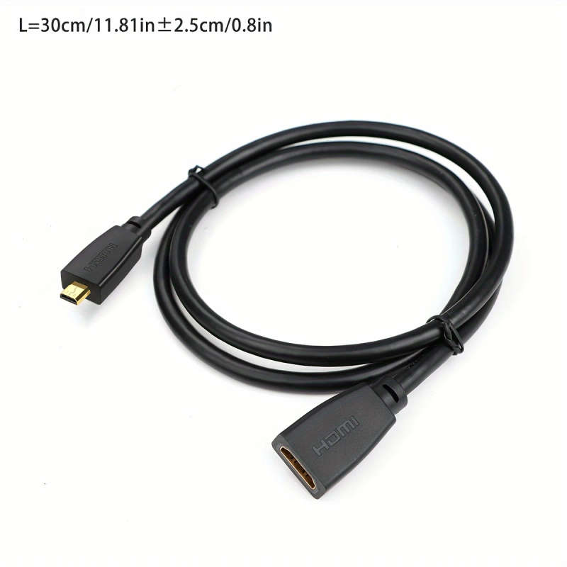 1pc 30cm High Speed Micro Male to Female Cable 18Gbps 4K 60Hz HDR Gold-Plated Ethernet-Ready Round