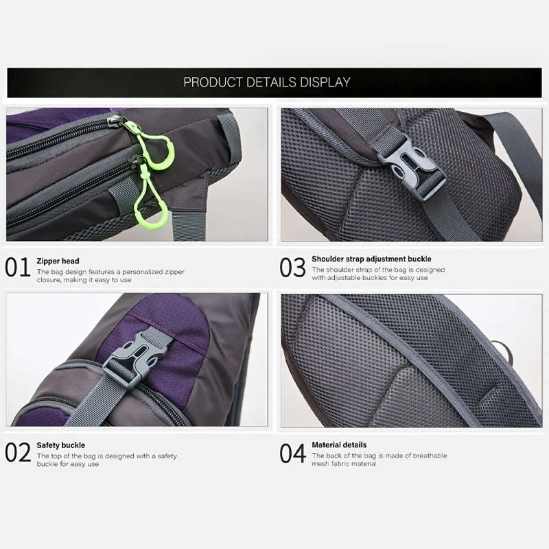 1pc Stylish Nylon Sling Bag Large Capacity Lightweight for Sports Fitness Casual Crossbody with Zip
