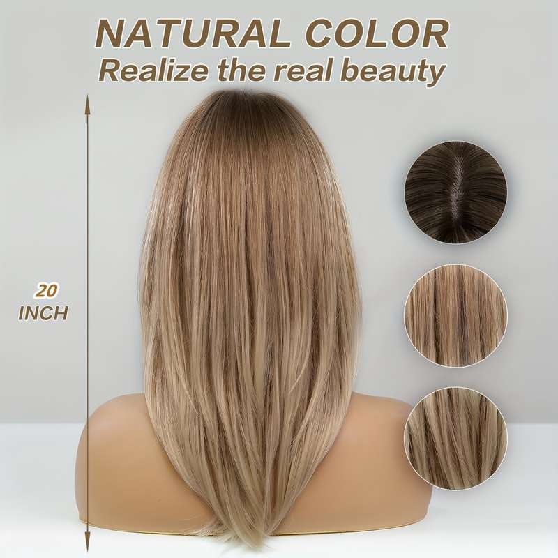 1Pc Coffee Color 50.8cm Fashion Design Wig