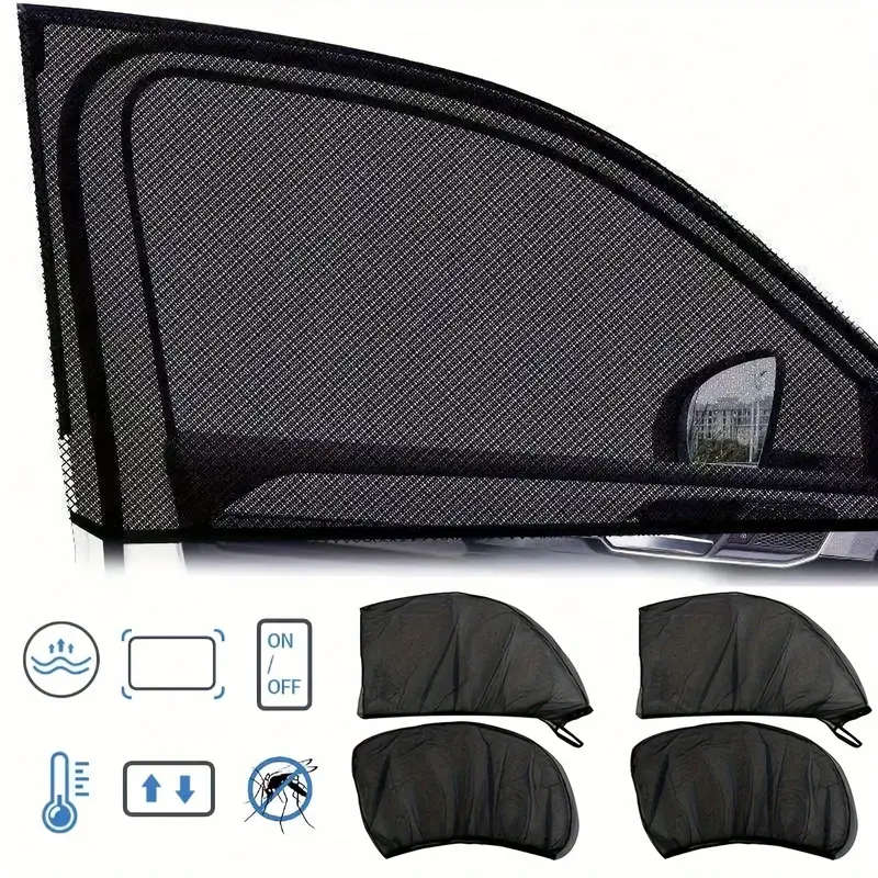 4pcs Polyester Car Sunshade Screen UV Protection Anti-Mosquito Insulation Reflective Awnings