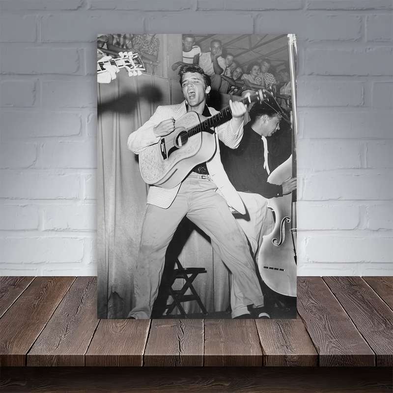 1pc Vintage Elvis Presley Canvas Wall Art Frameless Black White Retro Music Poster for Man Cave