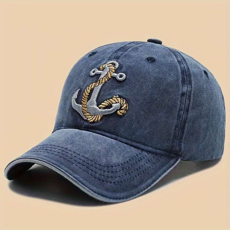 1pc Women'S Embroidered Anchor Baseball Cap Cotton Breathable Adjustable Sun Hat for Spring Summer