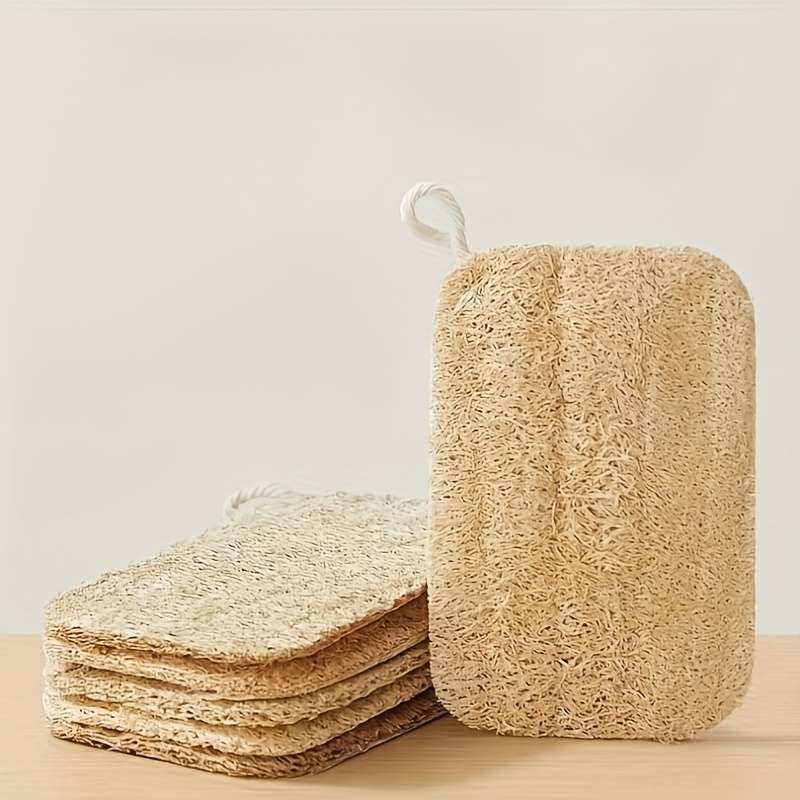5pcs Natural Hemp Loofah Scrubbing Pads Non-Scratch Oil-Resistant Lightweight Durable Rec
