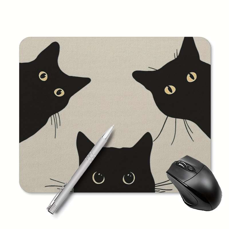 1pc of Three Black Cat Game Mouse Pads Rectangular Mouse Pads for Women and Girls w