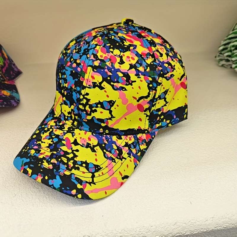 1pc Vibrant Tie-Dye Baseball Cap Lightweight Adjustable Polyester Sun Protection Toggle Closu