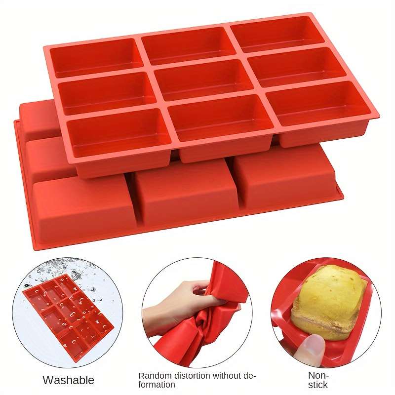1pc Durable Versatile 9-Cavity Silicone Mini Loaf Pan Perfect for Baking Cakes Breads Meatloaf