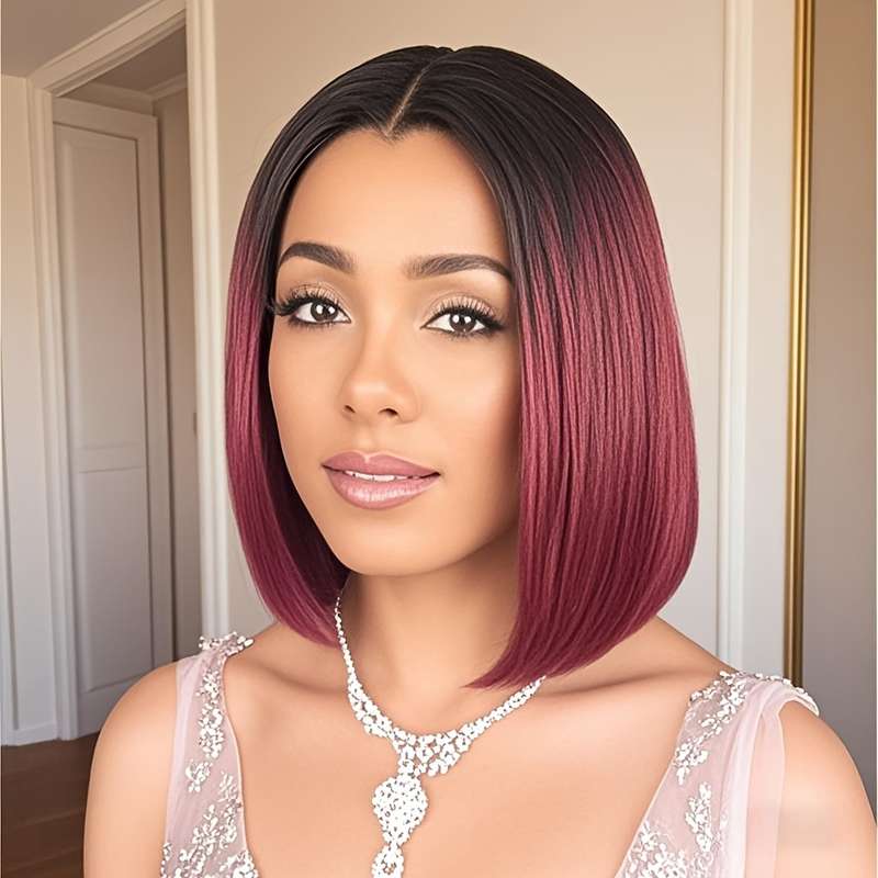1Pc Burgundy 30.48cm Fashion Design Wig