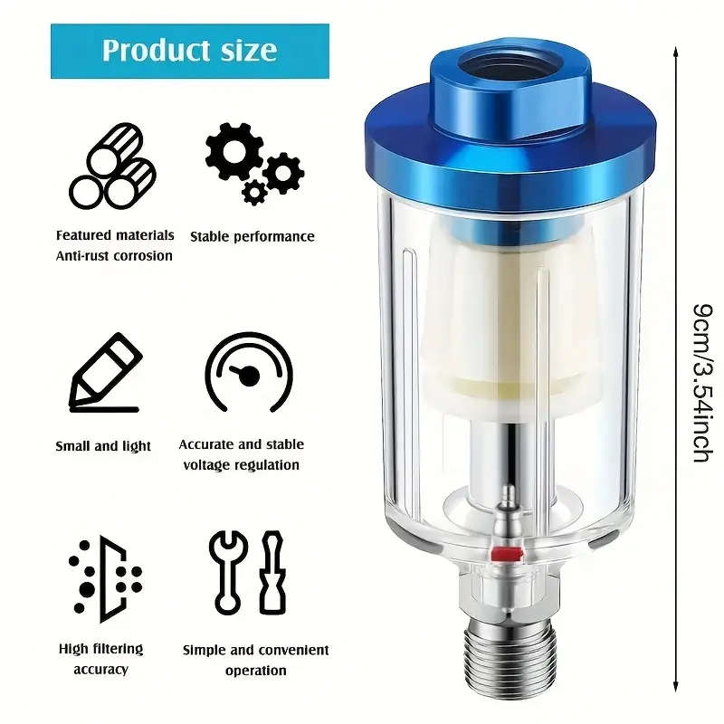1pc Stainless Steel Spray Gun Air Filter Pneumatic Oil Water Separator for Painting Auto Parts