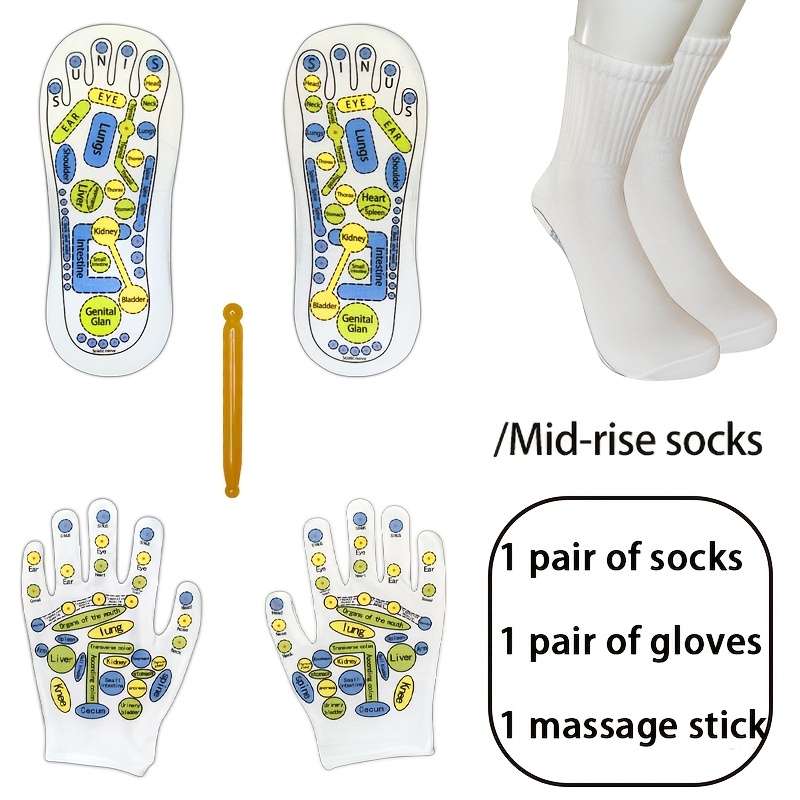 1 Pair Of Short Massage Socks Of Gloves And 1 Massage Stick  Socks