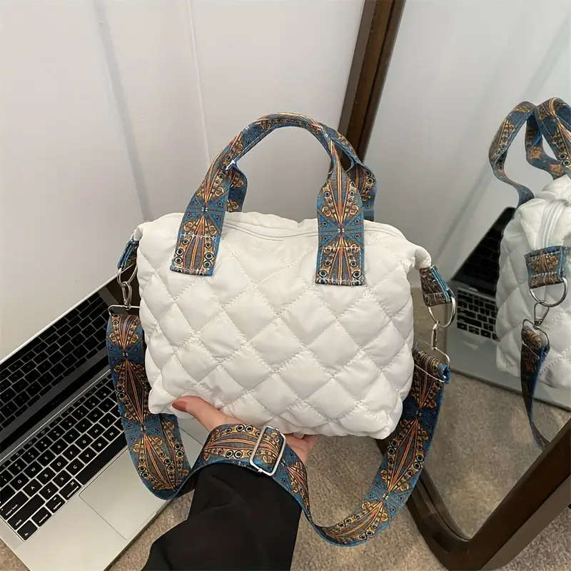 1pc Stylish Quilted Nylon Crossbody And Shoulder Bag for Girls Durable Casual