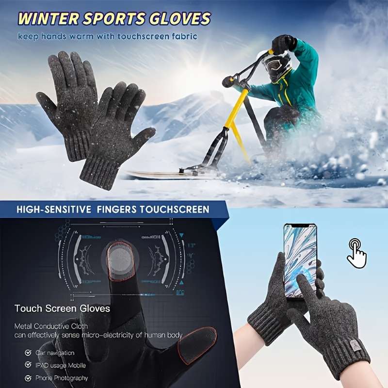 1 Pair Beige Color Warm Gloves