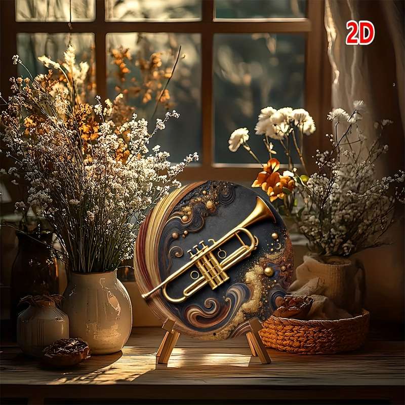 1pc Jazz Club-Inspired Aluminum Trumpet Wall Art Versatile Indoor Outdoor Decor for Home Garden