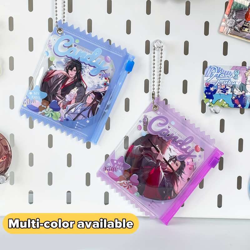 1pc Transparent PVC Dustproof Bag with Keychain Sweet Candy Theme Multi-Color Options Zipper