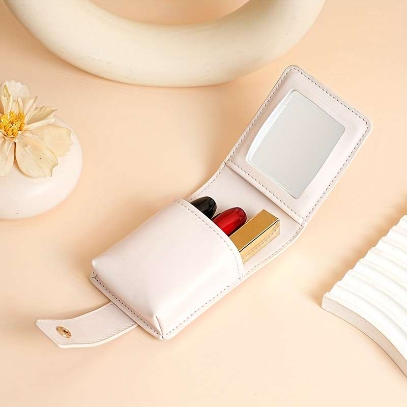 1pc Portable Mini Lipstick Case White Color Lightweight Positioning Printing No Edge Paint Sma