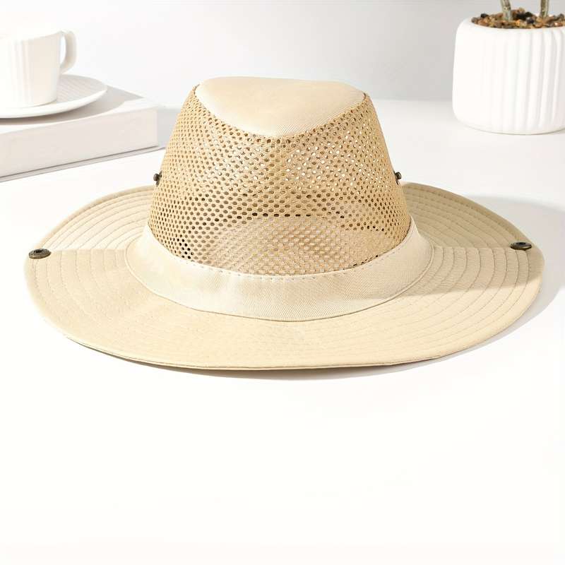 1pc Casual Mountaineering Hat for Men with Large Brim Outdoor Sun Protection Fishing Fisherman