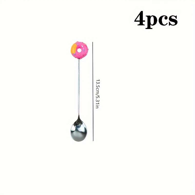 4pcs Set of Cute Donut Stainless Steel Spoons Perfect for Desserts Ice Cream Coffee Idea