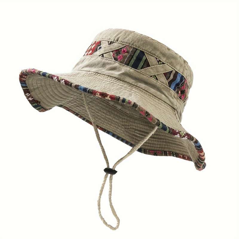 1pc Women's Denim Hiking Hat Vintage Style Outdoor Mountaineering Cap with Adjustable Drawstring