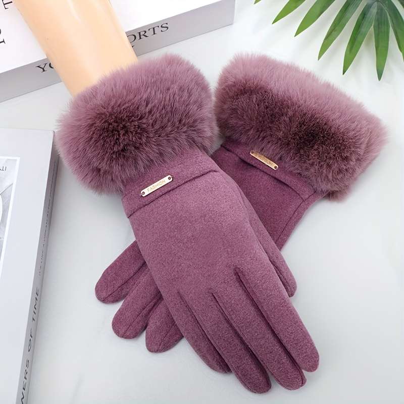 1 Pair Khaki Warm Gloves