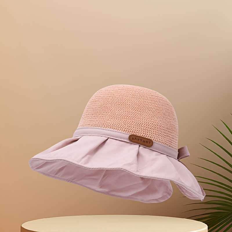 1pc Women'S Elegant Summer Bucket Hat with Bowknot Wide Brim Sun Hat for Beach Outdoor Travel