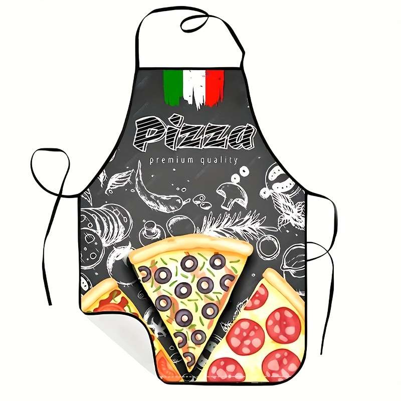 1pc Italian Pizza Print Apron Polyester Cooking Apron with Vibrant Pizza Design Ideal for Ho