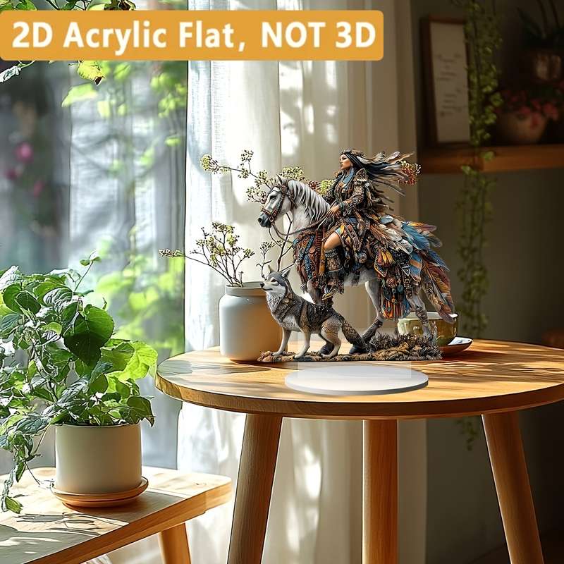 1pc 2D Flat   Acrylic Flat  Acrylic Flat Bohemian Style Crystal Native American Horseback R