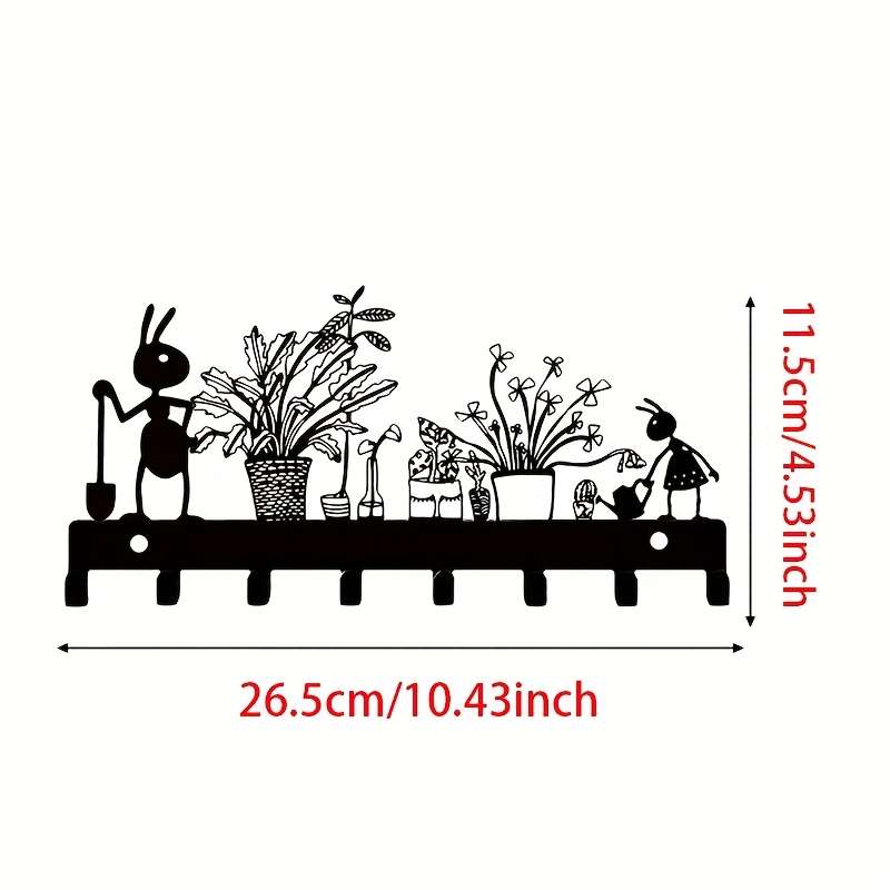 1pc Metal Wall Decor Small Animals Plants and Ants Keychain Keychain Wall Hanging with 8 Key Hooks