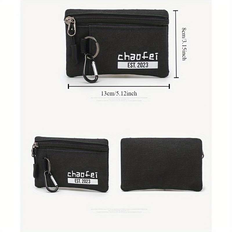 1pc Durable Oxford Fabric Mini Wallet with Zipper Closure Portable Includes Key Card Slots "