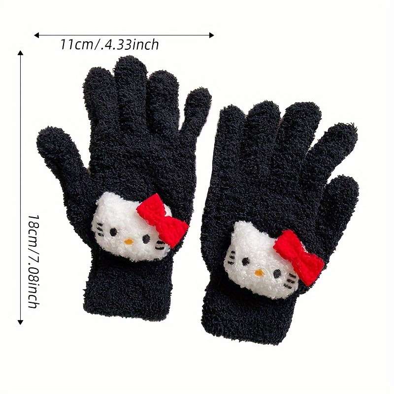 1 Pair Black One Size Warm Gloves