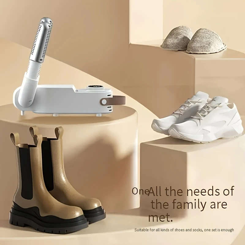 1pc Portable Shoe Dryer Quick-Dry Deodorize Quiet Operation with Smart Timer Foldable Design for Wor