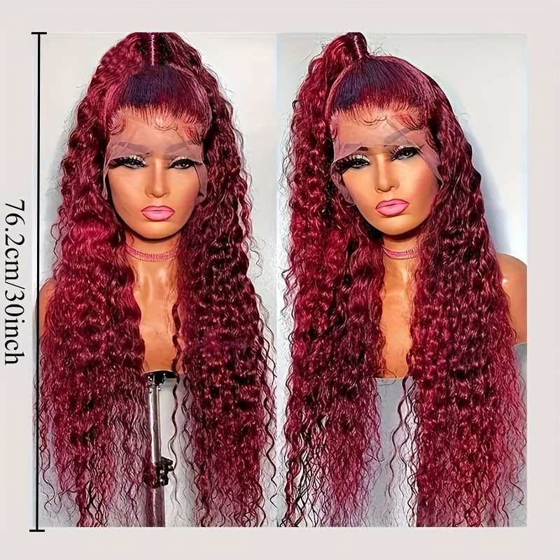 1Pc Burgundy 76.2cm Fashion Design Wig
