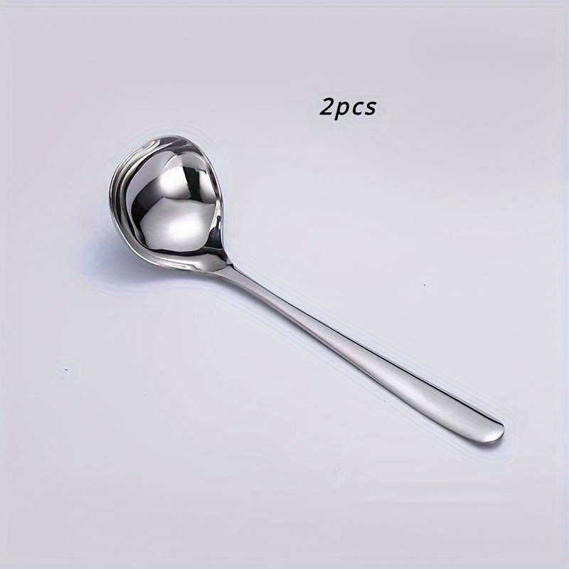 2pcs Stainless Steel Serving Spoons with Long Handles Durable Porridge Soup Hot Pot Spoons P