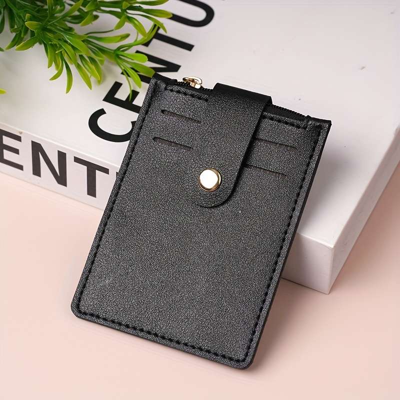1pc Solid Trendy Card Holder Buckle Vertical Design For Traveling Shopping