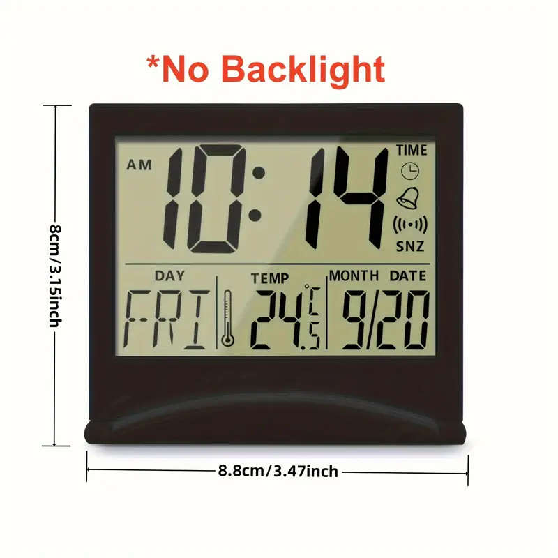 1pc Digital Travel Alarm Clock Foldable Calendar Temperature Timer LCD Clock With Snooze Mode Large