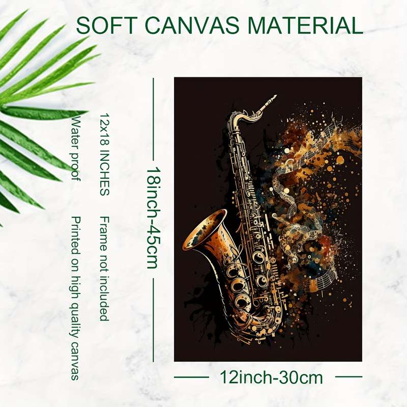 1pc  Golden Saxophone Canvas Art Poster Frameless 30.48x45.72 cm Music Themed for Bedroom O