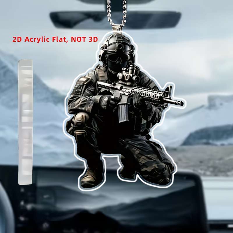 1pc 2D Flat  Men'S and Women'S Keychain Holiday Ornament Flat Acrylic Special Forces Soldier Car Re