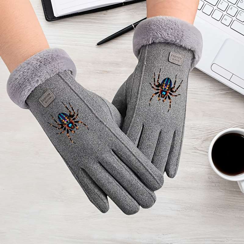 1 Pair Grey Warm Gloves