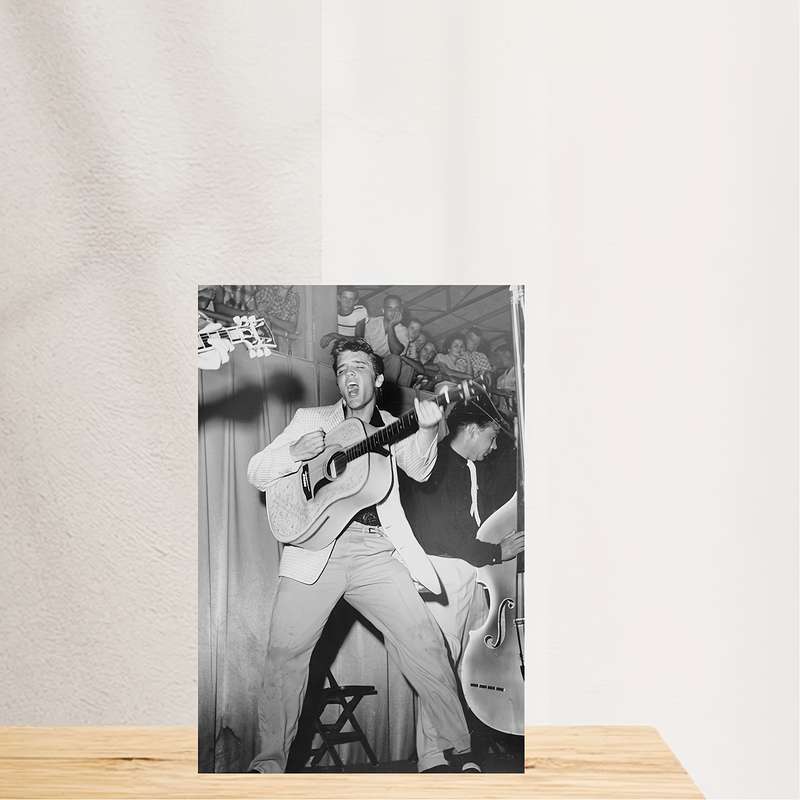 1pc Vintage Elvis Presley Canvas Wall Art Frameless Black White Retro Music Poster for Man Cave