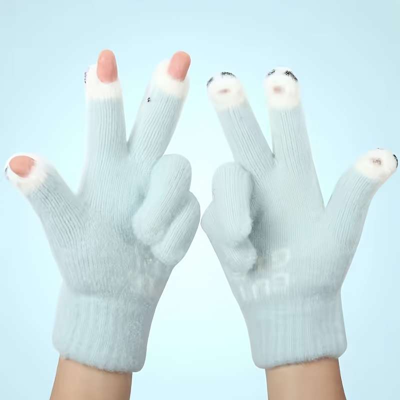 1 Pair Purple Warm Gloves