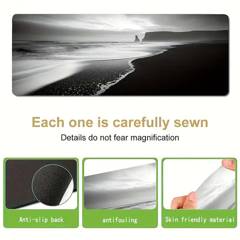 1pc 40x90cm Coastal Landscape Mouse Pad Non-Slip Waterproof Washable Desk Mat with Rubber Base