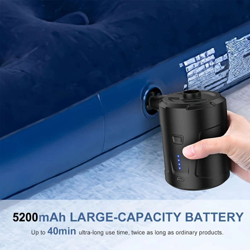 1pc Electric Air Pump for Inflatables 5200mAh Air Mattress Pump Rechargeable Portable Mini Inflator